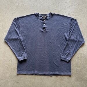 Vintage 90s Northwest Blue Henley Long Sleeve Shirt Size XL Blue Ribbed Knit